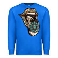 True Royal Turquoise Gemstone Leopard Cowhide Tongue Premium Sweatshirt - Jasminsmagicworld