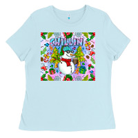 Baby Blue Chillin Snow Ladies Tee - CowhideDigitalArt