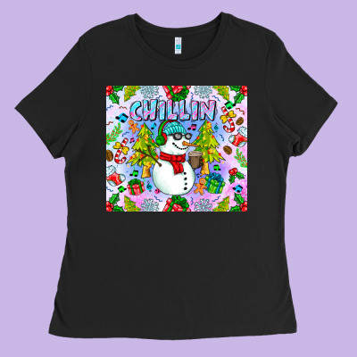 Chillin Snow Ladies Tee Designed By Cowhidedigitalart