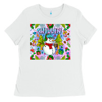 White Chillin Snow Ladies Tee - CowhideDigitalArt