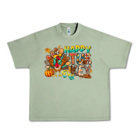 Oil Green Happy Turkey Day Urban Heavy Tee - CowhideDigitalArt