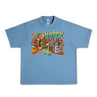 Pebble Blue Happy Turkey Day Urban Heavy Tee - CowhideDigitalArt