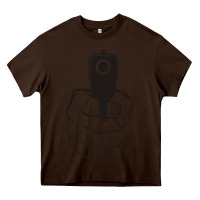 Chocolate Brown hands up pistol Heavy Core Tee - artisFamous