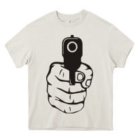 Cream hands up pistol Heavy Core Tee - artisFamous