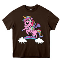 Chocolate Brown cute unicorn Heavy Core Tee - artisFamous