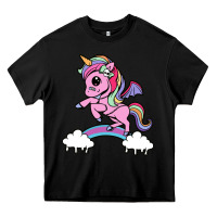 Black cute unicorn Heavy Core Tee - artisFamous