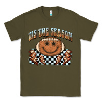 Army Green tis the season football smiley face Classic Tee - BarkalooDesign