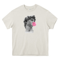 Cream Vaporwave statue head with bubblegum Heavy Core Tee - artisFamous