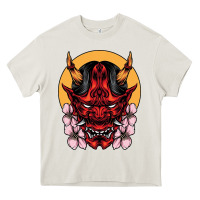 Cream demon oni mask Heavy Core Tee - artisFamous
