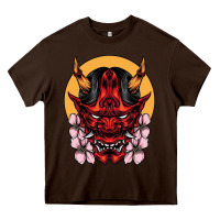 Chocolate Brown demon oni mask Heavy Core Tee - artisFamous