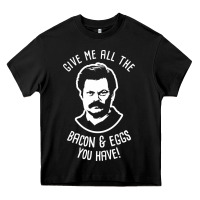 Black Ron tv show parks Swanson - Bacon & Eggs Heavy Core Tee - artisFamous