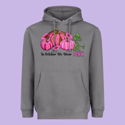 In October We Wear Pink Pumpkin And Sunflowers Heavyweight Hoodie Designed By Ranaportraitstore