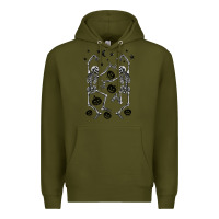 Army Green halloween dancing skeletons Premium Hoodie - BarkalooDesign