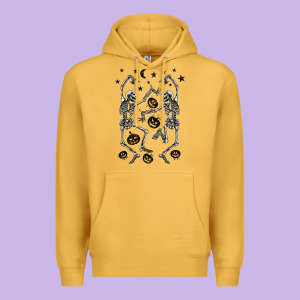 Halloween Dancing Skeletons Premium Hoodie Designed By Barkaloodesign