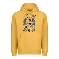 Mustard halloween dancing skeletons Premium Hoodie - BarkalooDesign