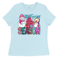 Baby Blue It's Freezin Season Ladies Tee - CowhideDigitalArt
