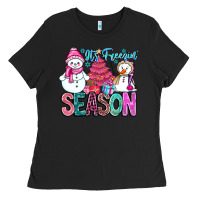 Black It's Freezin Season Ladies Tee - CowhideDigitalArt