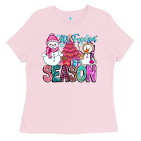 Bubblegum Pink It's Freezin Season Ladies Tee - CowhideDigitalArt