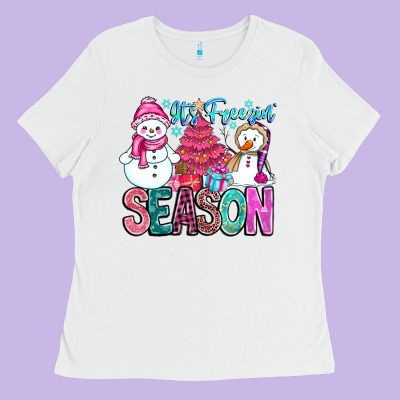 It's Freezin Season Ladies Tee Designed By Cowhidedigitalart