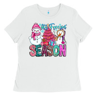 White It's Freezin Season Ladies Tee - CowhideDigitalArt
