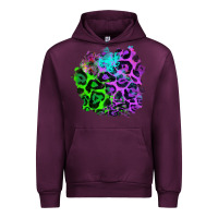 Mauve Wine Colorful Leopard patch Urban Hoodie - RanaPortraitStore