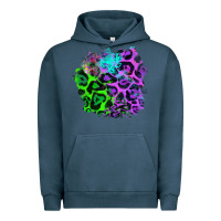 Pigment Midnight Navy Colorful Leopard patch Urban Hoodie - RanaPortraitStore