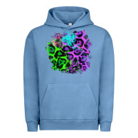 Pigment Pebble Blue Colorful Leopard patch Urban Hoodie - RanaPortraitStore