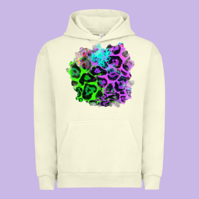 Colorful Leopard Patch Urban Hoodie Designed By Ranaportraitstore