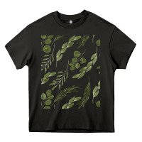 Asphalt Watercolor Eucalyptus Pattern Heavy Core Tee - artisFamous