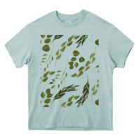 Arona Watercolor Eucalyptus Pattern Heavy Core Tee - artisFamous