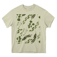 Mossy Watercolor Eucalyptus Pattern Heavy Core Tee - artisFamous
