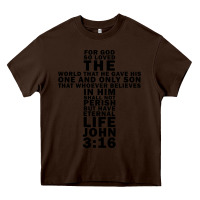 Chocolate Brown John 3:16 Bible Verse Cool Christian Church Shirts Christianity Heavy Core Tee - artisFamous