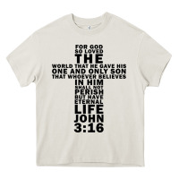 Cream John 3:16 Bible Verse Cool Christian Church Shirts Christianity Heavy Core Tee - artisFamous