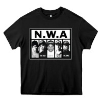 Black N.W.A Californian hip hop group N.W.A Heavy Core Tee - artisFamous