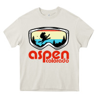 Cream aspen colorado ski mountain skiing retro vacation Heavy Core Tee - artisFamous