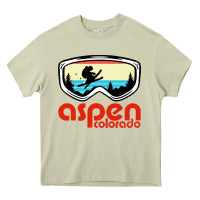 Mossy aspen colorado ski mountain skiing retro vacation Heavy Core Tee - artisFamous