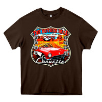 Chocolate Brown CLASSIC CARS ROUTE 66 Heavy Core Tee - artisFamous