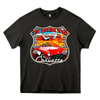 Asphalt CLASSIC CARS ROUTE 66 Heavy Core Tee - artisFamous
