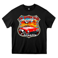 Black CLASSIC CARS ROUTE 66 Heavy Core Tee - artisFamous