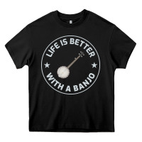 Black Banjo Bluegrass Music Traditional Musician Funny Gift Heavy Core Tee - artisFamous