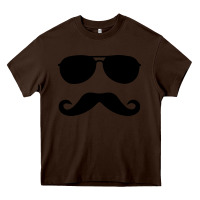 Chocolate Brown moustache and sunglasses Heavy Core Tee - artisFamous