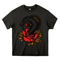 Asphalt the king cobra snake and rose Heavy Core Tee - artisFamous