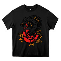 Black the king cobra snake and rose Heavy Core Tee - artisFamous
