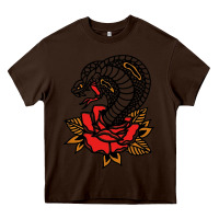 Chocolate Brown the king cobra snake and rose Heavy Core Tee - artisFamous