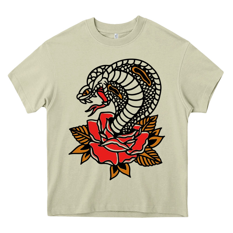 The King Cobra Snake And Rose Heavy Core Tee by artisFamous | Teevron