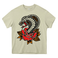 Mossy the king cobra snake and rose Heavy Core Tee - artisFamous