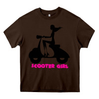 Chocolate Brown scooter girl Heavy Core Tee - artisFamous