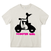 Cream scooter girl Heavy Core Tee - artisFamous