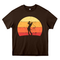 Chocolate Brown Vintage Retro Golf | Golfers Heavy Core Tee - artisFamous