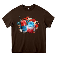 Chocolate Brown Red white and blue slushy cocktail Heavy Core Tee - FaDigitalArtStudio